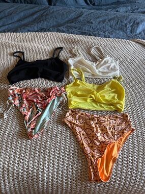 Aerie swim haul size large , high rise cheeky bottoms , scoop neck tops